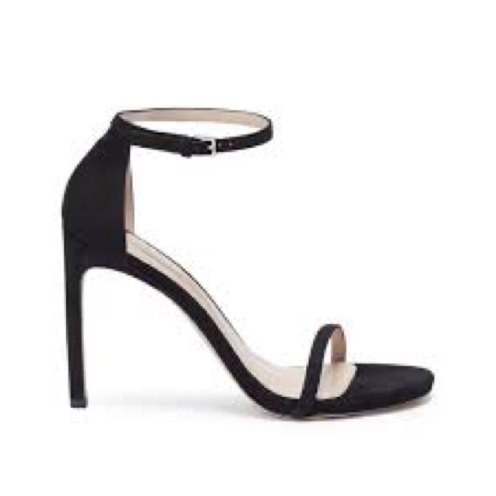 Stuart Weitzman Black Velvet Nudist Heels